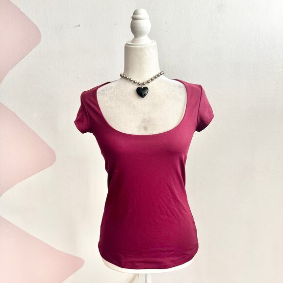 Intimately Free People Burgundy Square Neck Top Boho Coquette Romantic Medium - Picture 1 of 6